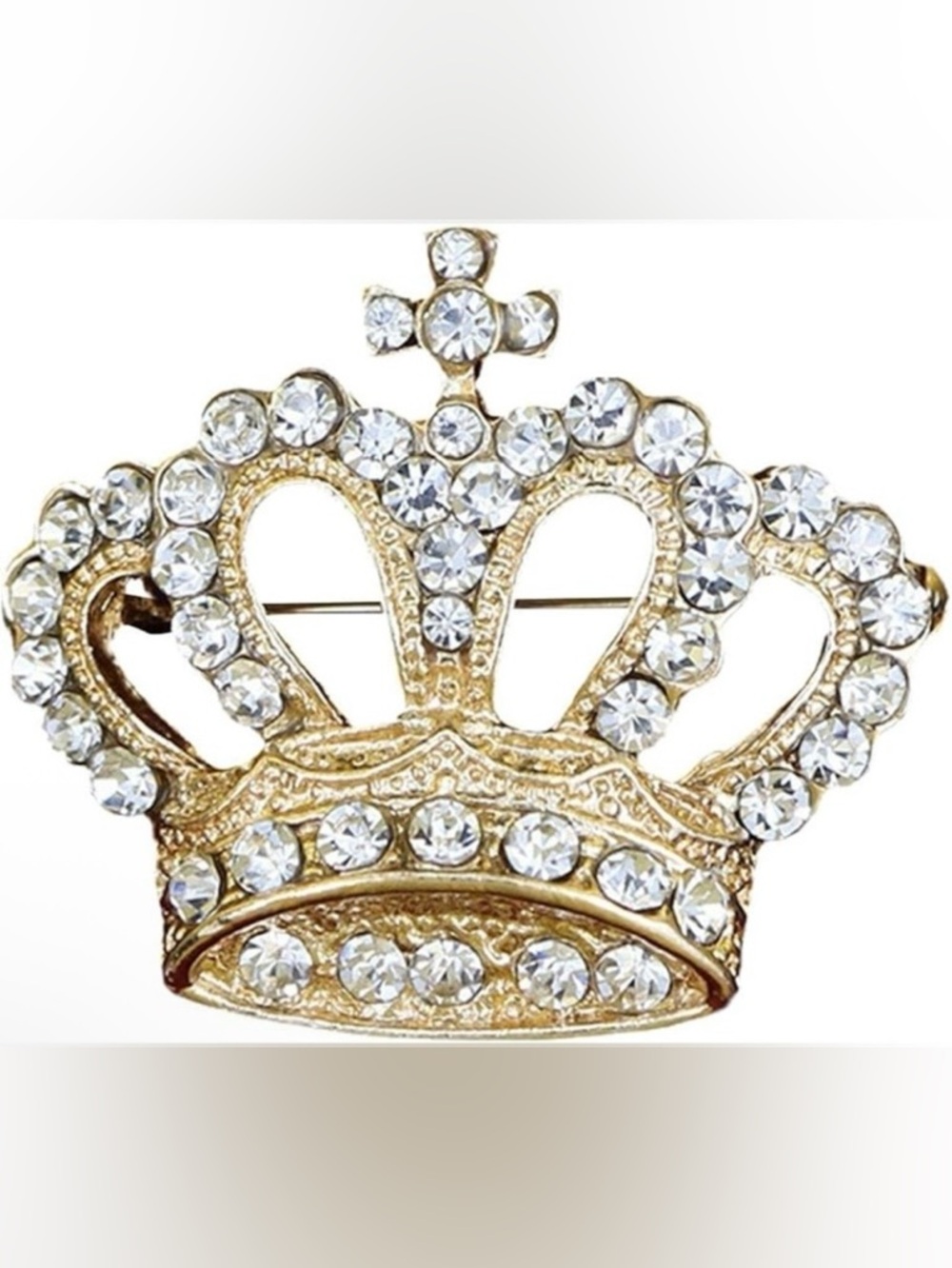 Gold Crown Crystal Brooch - Elegant Women’s Jewelry‎